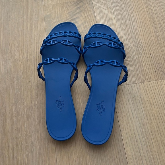 Hermes Rivage Sandals Electric Blue Bleu Smalt with Box and all packaging - Picture 2 of 8